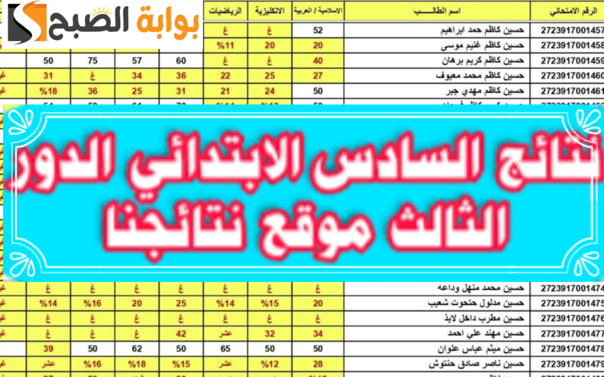 نتائج السادس الدور الثالث العراق 2023 عبر موقع نتائجنا وموقع وزارة التربية العراقية