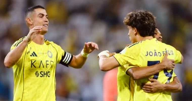 النصر يسيطر على الشوط الاول بهدف جواو فيليكس ضد الحزم في الدوري