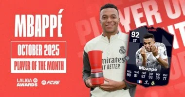 مبابي يتوج بجائزة أفضل لاعب في الدوري الإسباني للمرة الثانية على التوالي