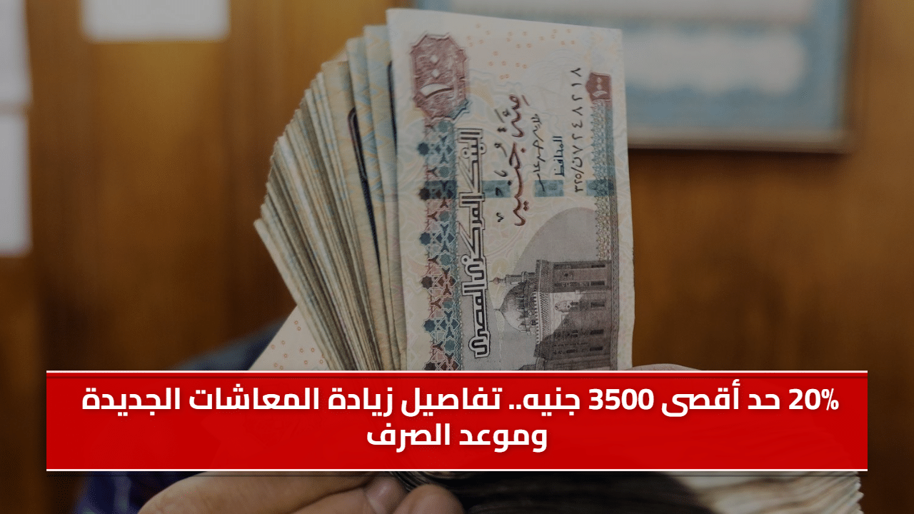 20% حد أقصى 3500 جنيه.. تفاصيل زيادة المعاشات الجديدة وموعد الصرف