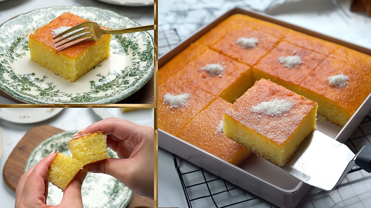 فرحي اولادك باشهى الحلويات.. كيك الرواني المرملة بقوام خفيف وطعم مظبوط بنكهة جوز الهند هتعمليها في دقايق