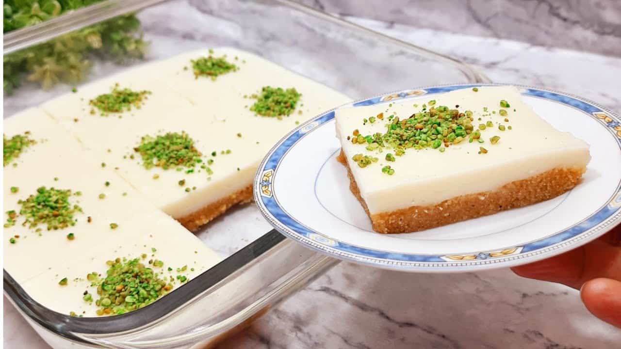 حلى السميد البارد بطريقة بسيطة تخليه يطلع كريمي وناعم وطعمه أحلى من الجاهز